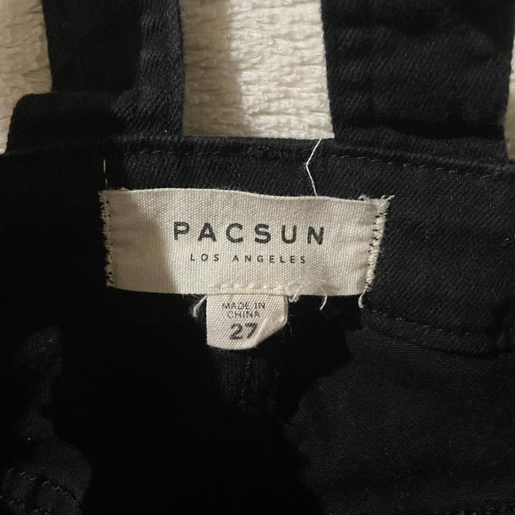 PacSun Black Denim Overall Shorts Stretch / Size 27 - Picture 5 of 10